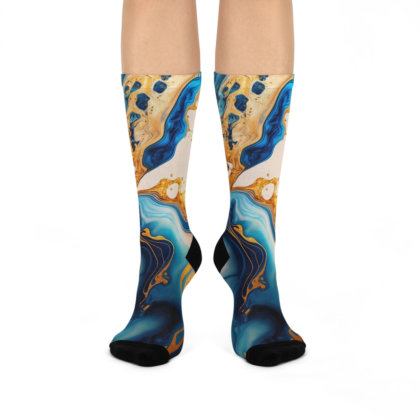 Gold and Blue Marble Socks