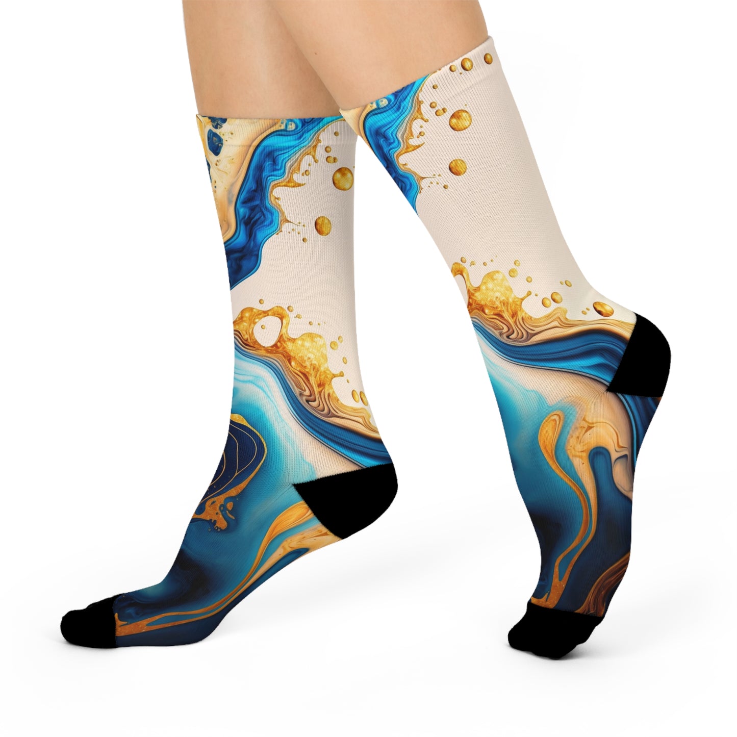 Gold and Blue Marble Socks